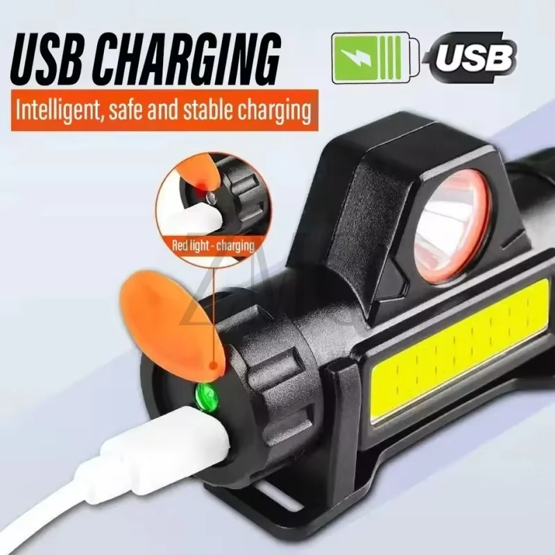 1-5PCS Portable Mini Powerful LED Headlamp XPE+COB USB Rechargeable Hunting Headlight Waterproof Head Torch with Tail Magnetic