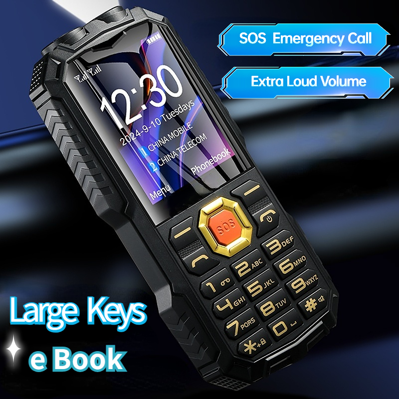 4G LTE Senior Flip Phone for Elderly Large Buttons Powerbank Long Standby SOS Call LED Light Loud Sound Fast Dial