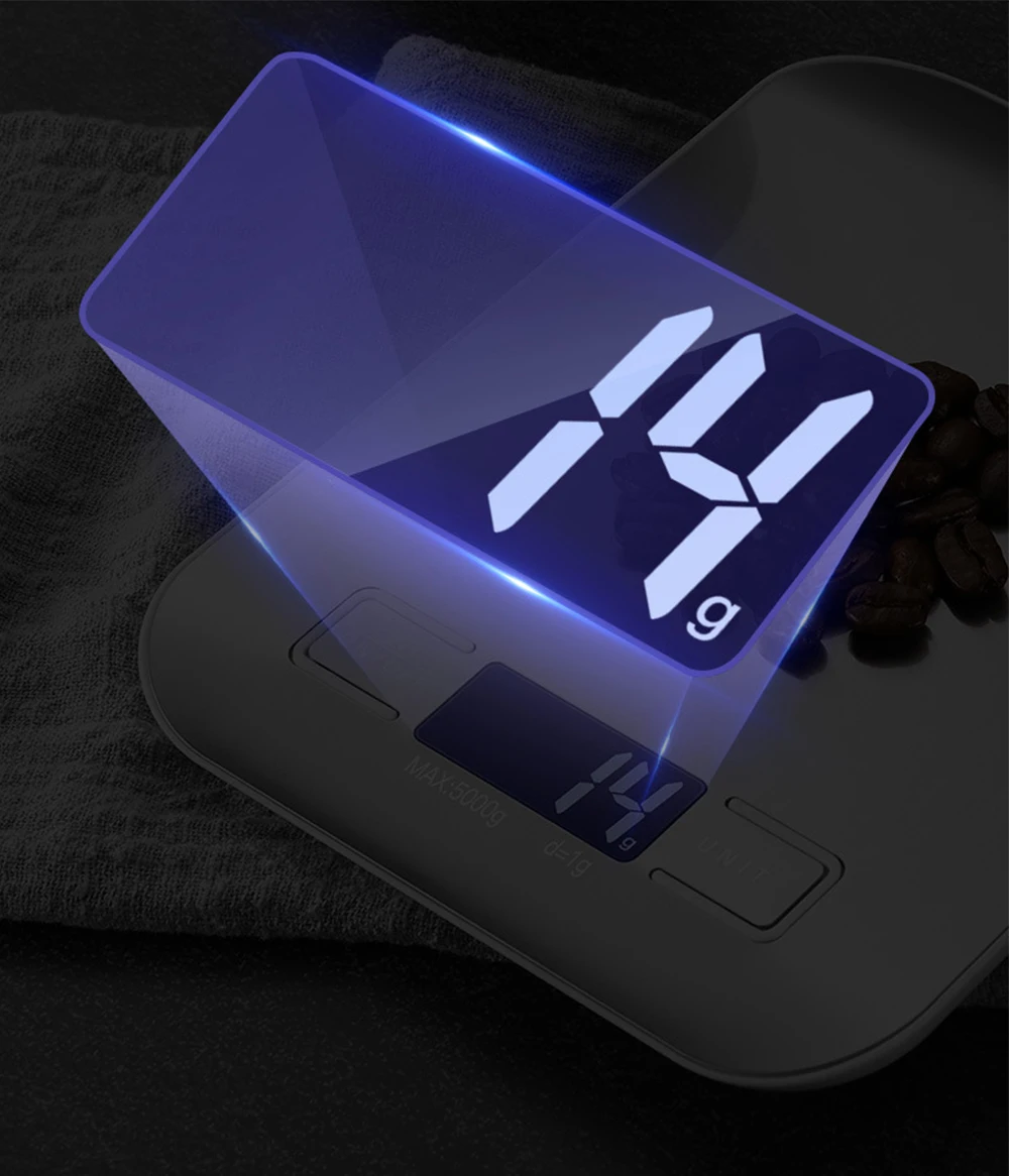 ใหม่ 5 กก./1g แบบพกพาขนาดกาแฟอิเล็กทรอนิกส์ Scale พื้นผิวสแตนเลส LCD Backlit ครัวเครื่องชั่งน้ําหนักอาหารเครื่องมือชั่งน้ําหนัก