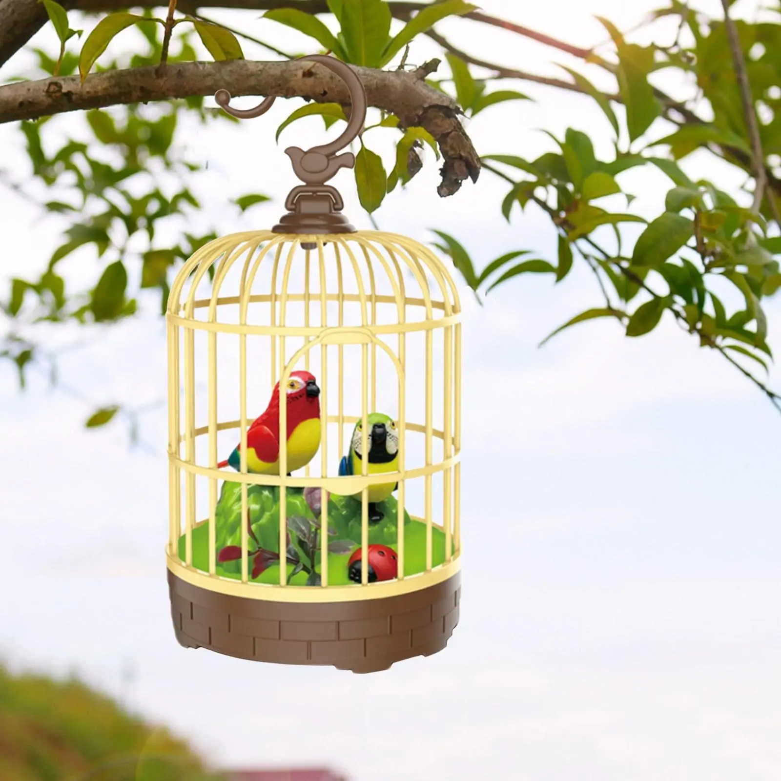Parrot CAGE เปิดใช้งานการเคลื่อนไหว Decor ร้องเพลง Chirp Parakeet Swing ของเล่นร้องเพลงนกสําหรับ Home Desktop เด็กทารก