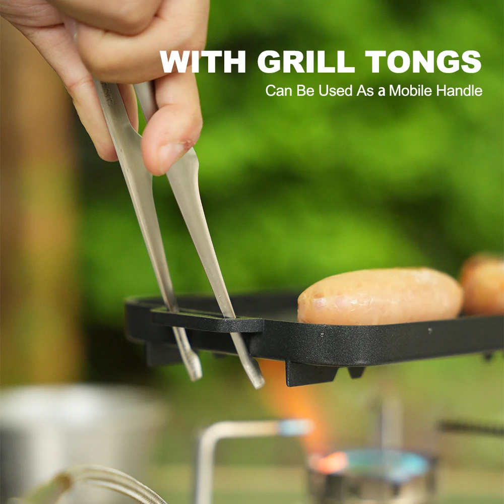 FireMaple-Juego de Mini platos para parrilla, barbacoa rectangular antiadherente, gruesa, resistente al calor, versátil, para acampar al aire libre