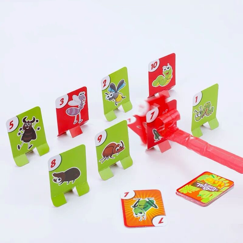 Frog Lizard Mask Board Game with Wagging Tongue Lick Cards Antistress Funny Desktop Puzzle Toy for Children Family Party