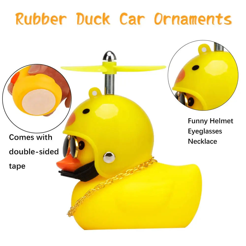 Rubber Duck Car Duck Car Ornaments Yellow Duck Car Dashboard Decorations with Propeller Helme Bicyle Duck