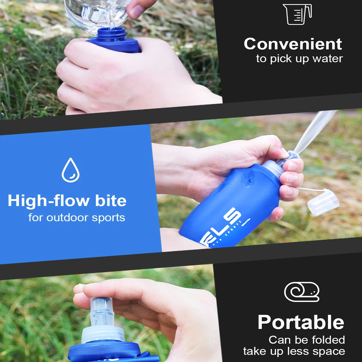 1pc150ml/250ml/500ml กลางแจ้งซิลิโคนกัดขนาดขวดน้ําวิ่งตั้งแคมป์เดินป่าท่องเที่ยวสะดวกขวดน้ํา