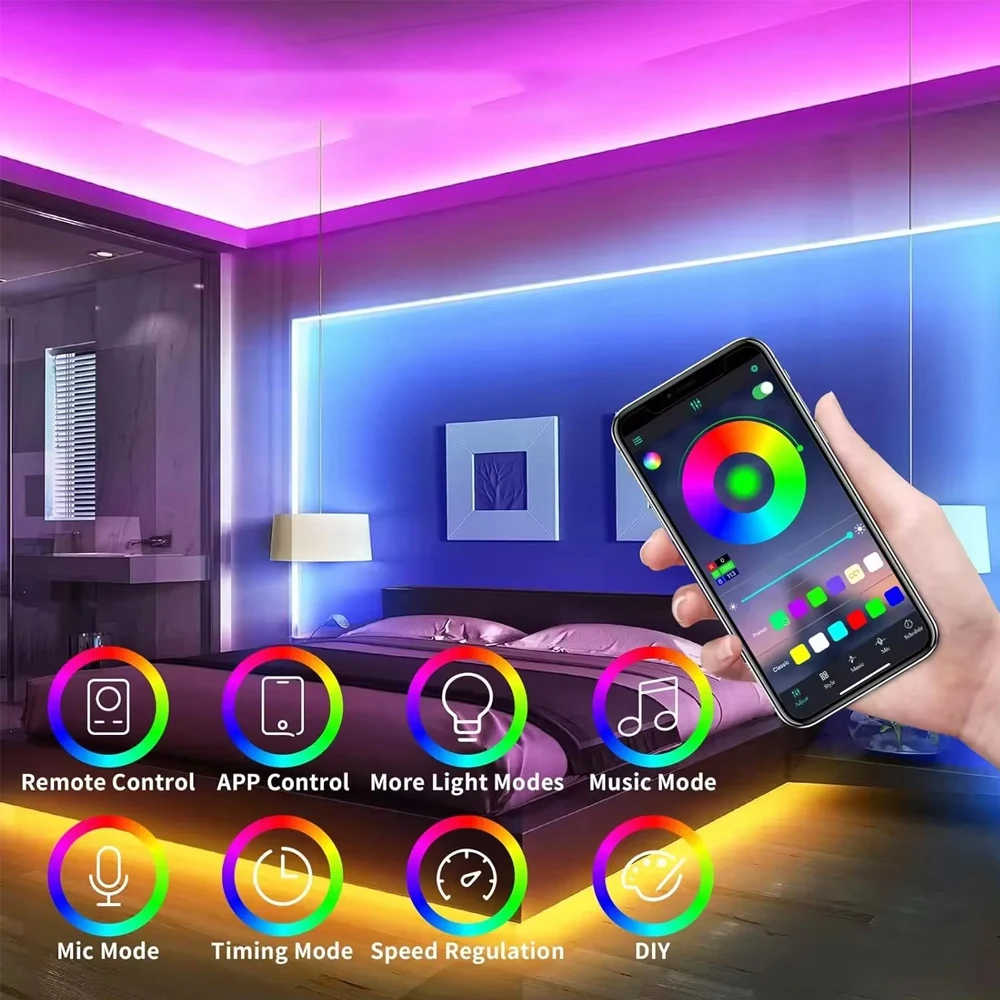 Wiscolor Tira de luz de neón flexible LED RGB,5V USB,Silicona,1/2/3/5m,IP67 Impermeable,Con Mando a Distancia,Para Habitación DIY Luz Decorativa