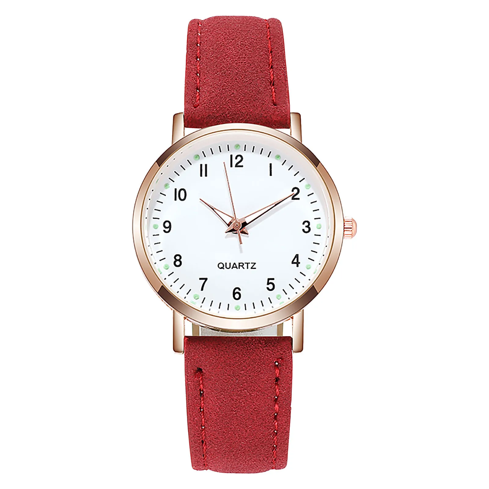 Reloj informal de cuero para mujer, pulsera de cristal de cuarzo analógico de lujo, 2023