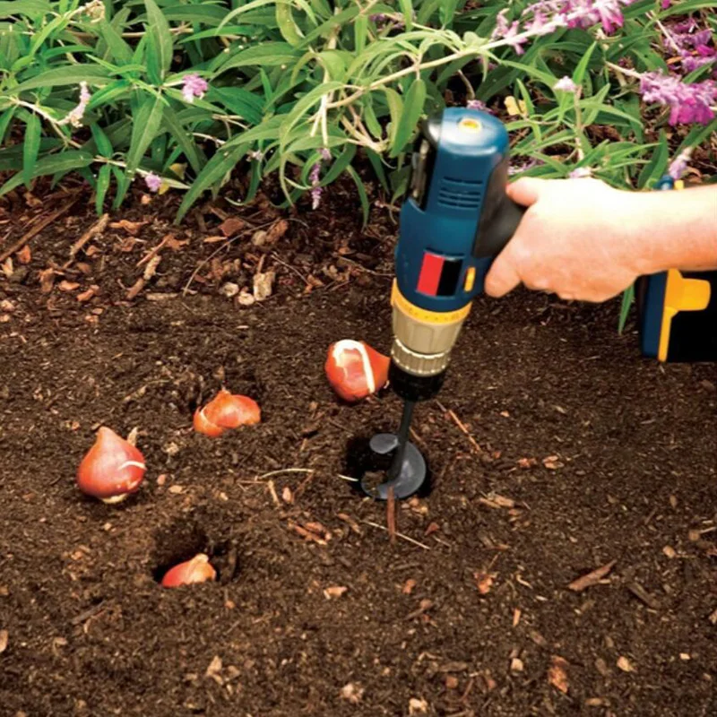 Broca en espiral con barrena para jardín, macetero de flores para jardinería, taladro para tierra, herramienta excavadora de agujeros, accesorios de broca para suelo suelto