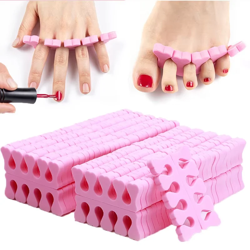 Yikoolin 100 pçs separadores de dedo do pé macio dedos pés ferramentas da arte do prego flexível coração design prática da arte do prego manicure pedicure