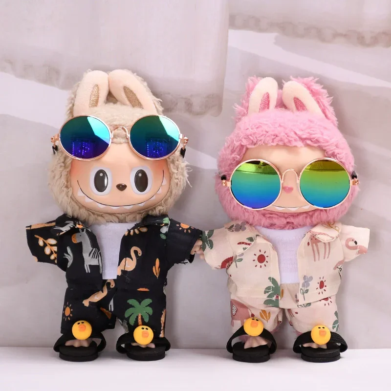 ForLabubu Puppe Sommer Strand Resort Stil Overalls V1 V2 Idol Plüsch Puppe Kleidung 15-17 cm Universal Größe puppe Kleidung Zubehör
