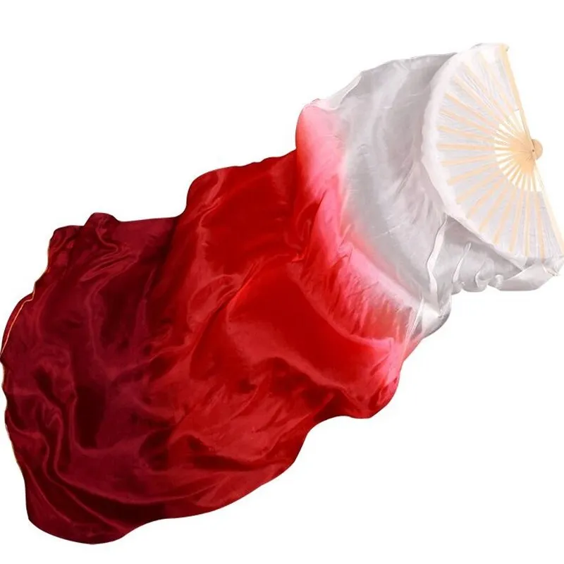 그라디언트 실크 베일 밸리 댄스 연습 대회 소품, 무대 쇼 의상 액세서리, 핸드 염색, 매우 긴 오렌지, 180cm