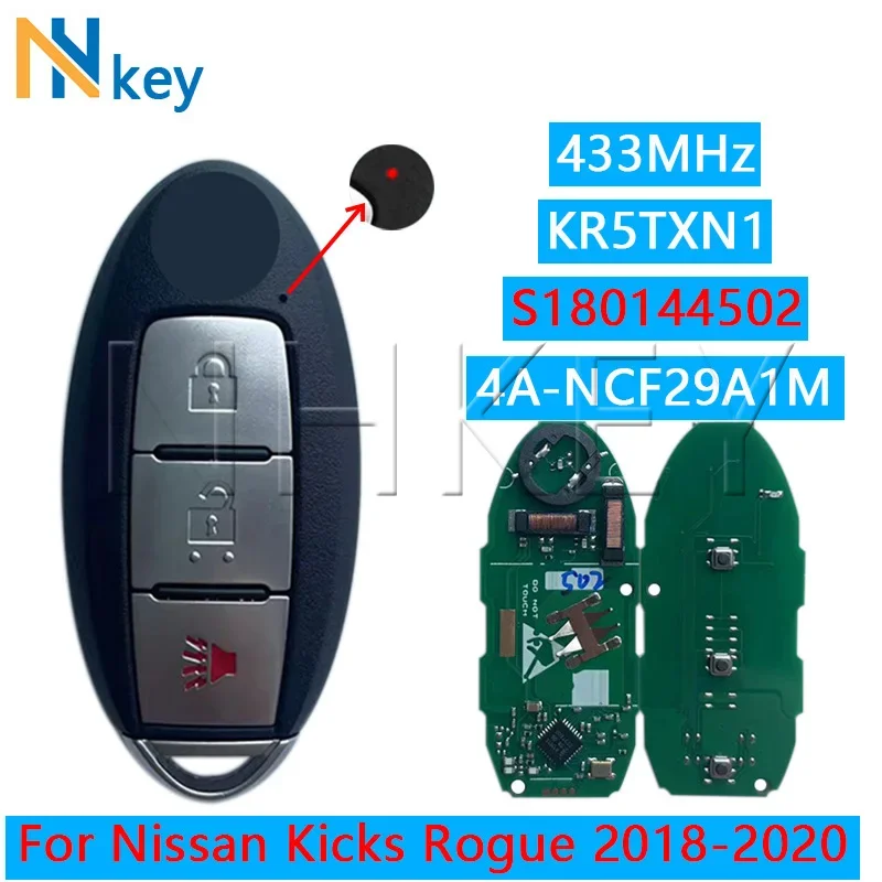 NH КЛЮЧ S 180144502   Умный пульт дистанционного управления для Nissan Kicks Rouge 2018-2020 433,92 МГц 4A чип 285E3-5RA0A 3 кнопки KR5TXN1