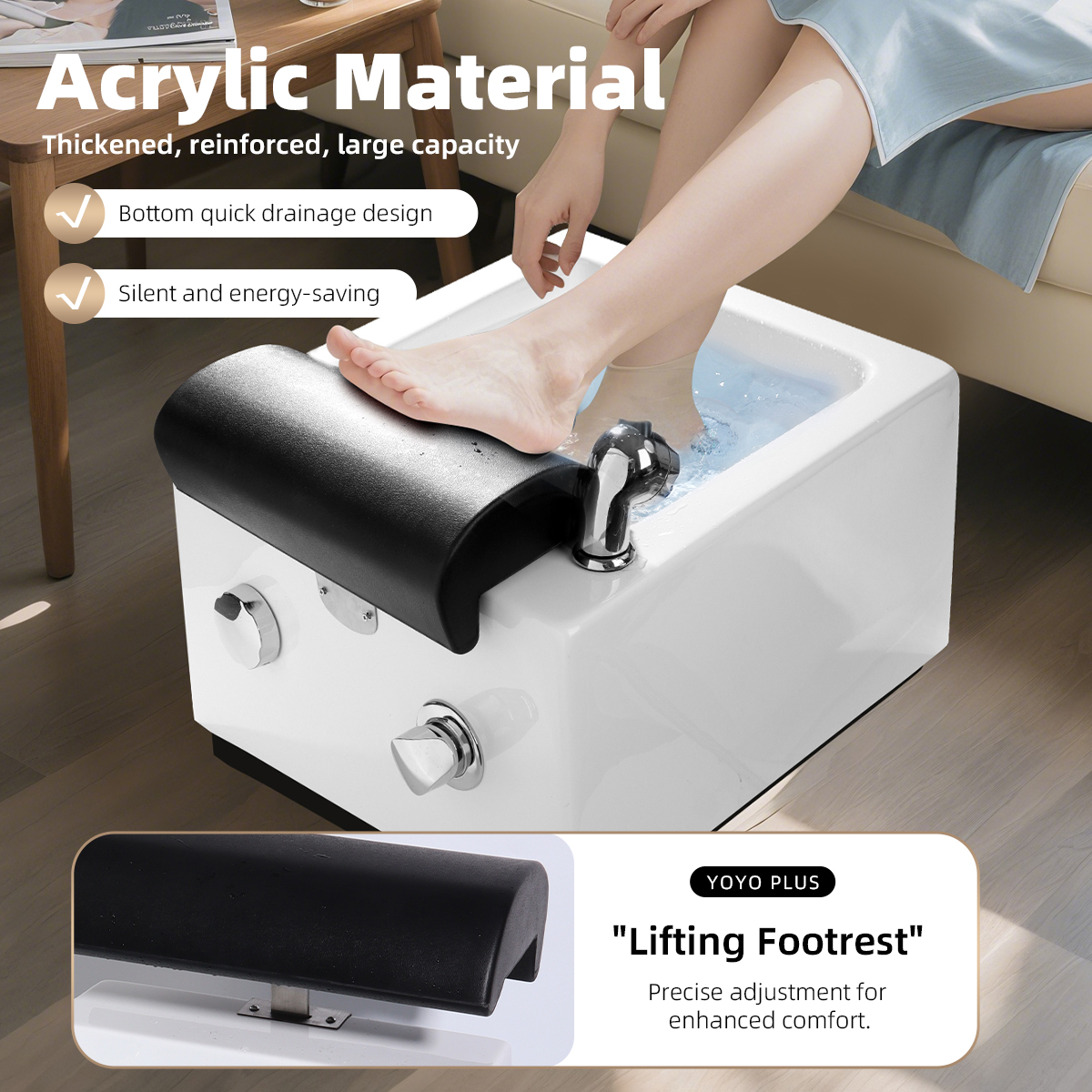プロ仕様アクリルフットスパバスマッサージャー、ジェット、LEDライト、ヒーター、リモコン付き - リラックス用ホームサロンペディキュアタブ