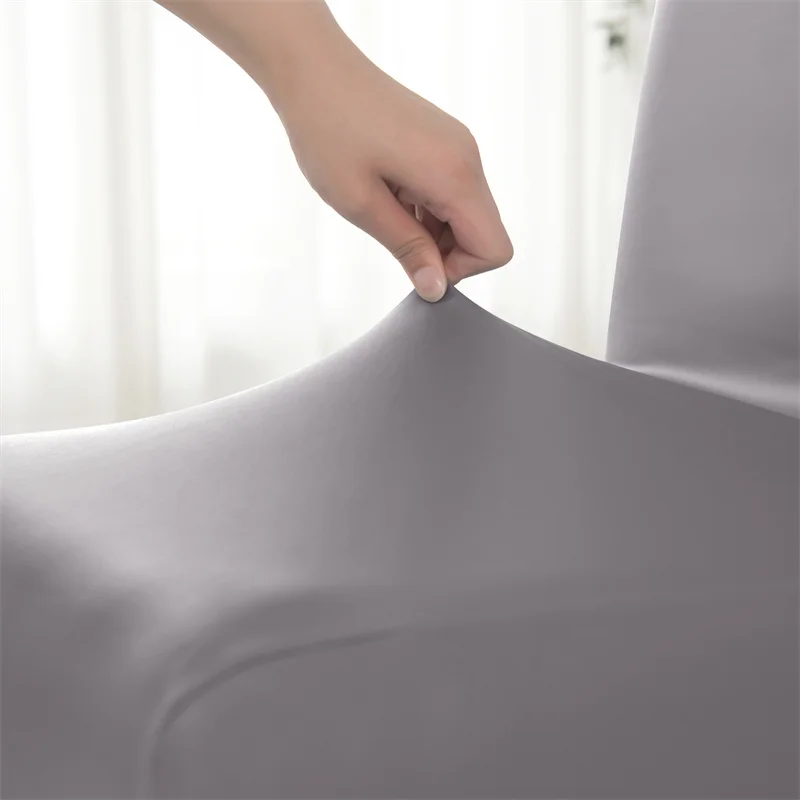 1ชิ้นผ้าคลุมเก้าอี้รับประทานอาหารหนัง PU สีทึบกันน้ำมันผ้าคลุมเก้าอี้ยืดได้ผ้าคลุมป้องกันที่นั่งเก้าอี้แบบคลาสสิกสำหรับห้องครัว