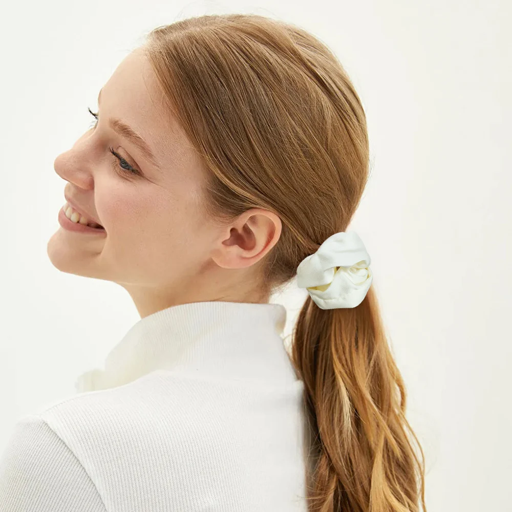 1 pz nastri per capelli in seta vintage fasce elastiche per capelli tinta unita donne ragazze copricapo coda di cavallo cravatte corda accessori per capelli