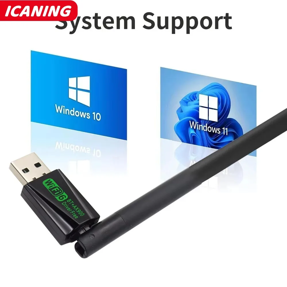 WiFi 6 USB Adapter 900Mbps Bluetooth 5.4 AX900 USB Dongle Wireless Network Card Dual Band 2.4G 5G Ethernet Receiver Free Driver