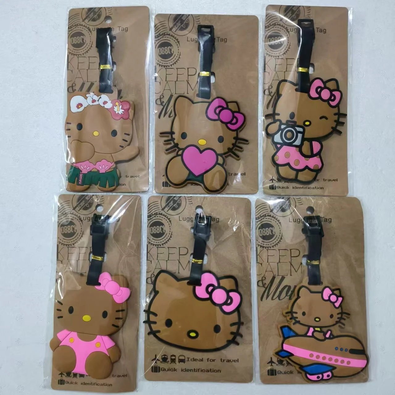 MINISO Hello Kitty แท็กกระเป๋าเดินทางอุปกรณ์เสริม Kawaii การ์ตูนป้ายจัดส่งสัมภาระ Boarding Tags แบบพกพาป้าย