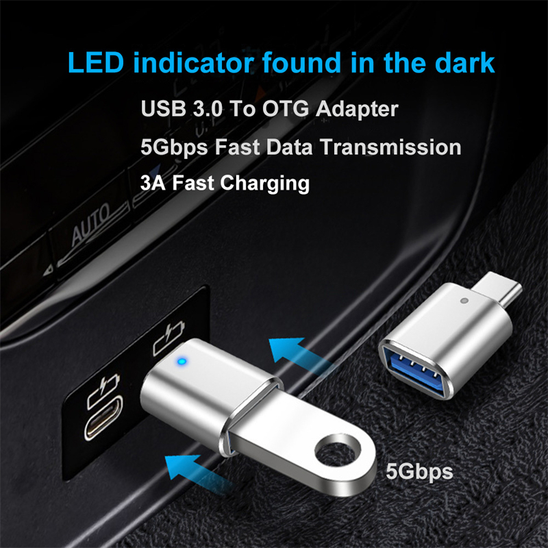 Адаптер USB 3.0 к типу C LED OTG к USB C USB-A к гнезду Micro USB Type-C для адаптеров HUAWEI Samsung Xiaomi POCO
