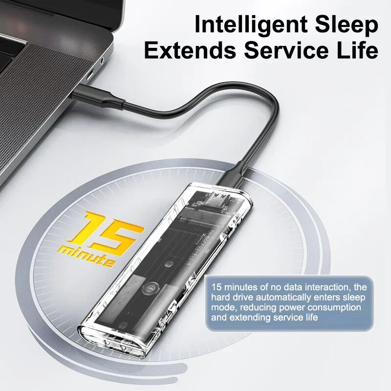 Caja M.2 NGFF SATA SSD USB tipo C caja de disco duro externo transparente herramienta gratis adaptador de carcasa de 5Gbps para 2230 2242 2260 2280