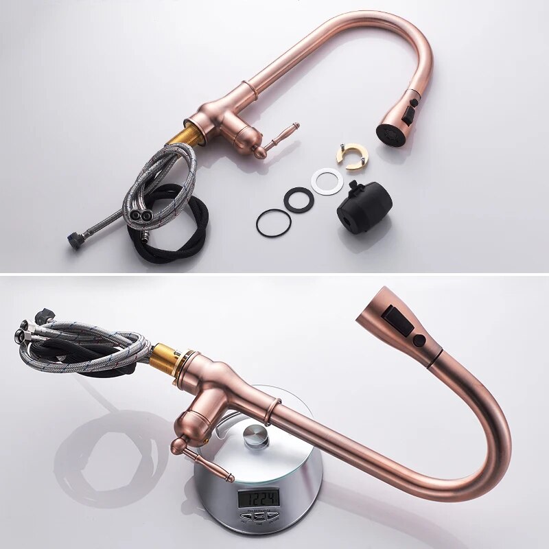 Küchen armaturen ziehen antike Bronze Küchen spüle Wasser mischer Wasserhahn Kran Wasserhahn heiß kalt mit Sprüh gerät el9021