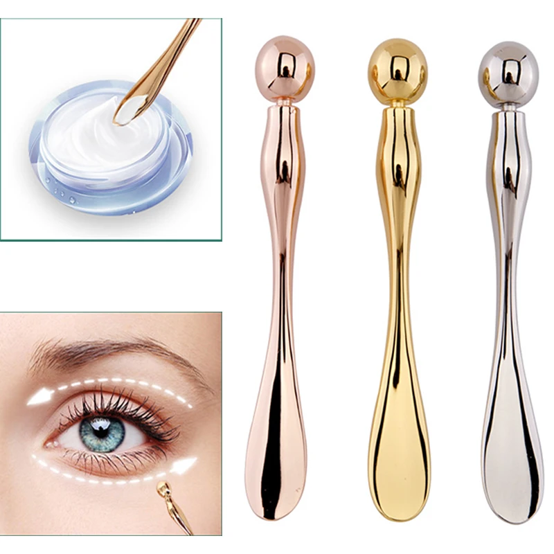 Metall Gesicht Massage Stick Anti Falten Augencreme Applikator Maske Mischen Spatel Scoop Augen Massage Schönheit Bar Gesichts Pflege Werkzeug