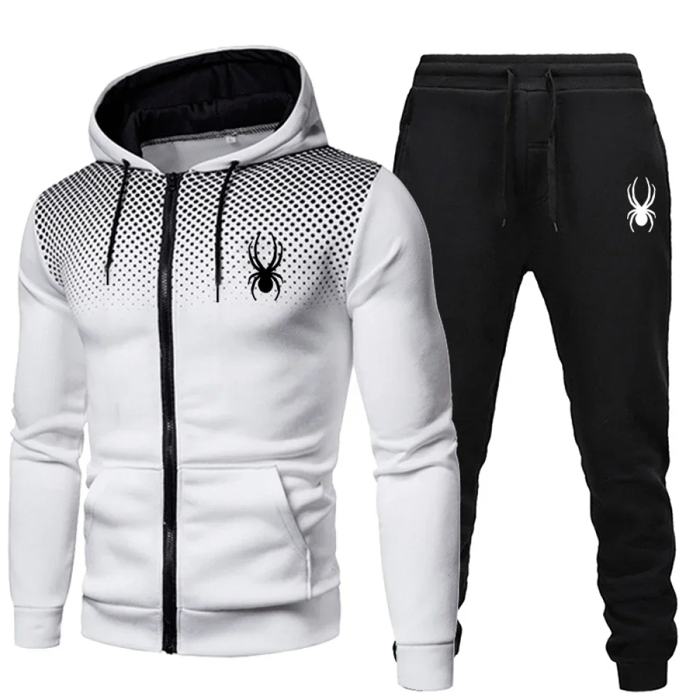 2025 popular duas peças roupas esportivas masculinas jogging terno moletom com capuz moletom com zíper roupas de outono e inverno