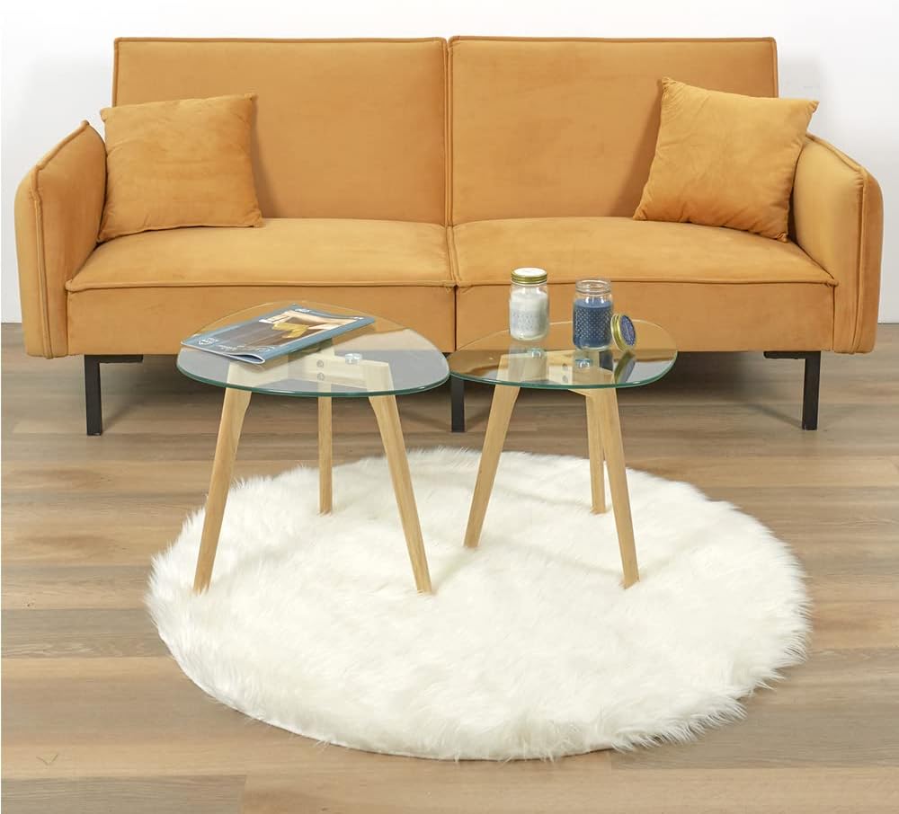 Descuento por tiempo limitado--THE HOME DECO FACTORY CMHD3212 Set 2 mesas Nido Cristal, Madera, 60 x 45 x 43 cm