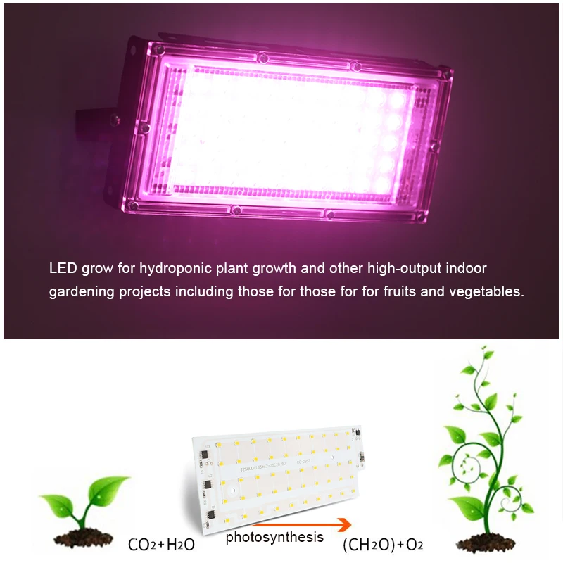 3 szt. 50W oświetlenie LED do uprawy AC220V pełny spektrum DIY szklarnia hydroponiczne oświetlenie wzrostu roślin Smd2835 oświetlenie roślin doniczkowych Seedlin