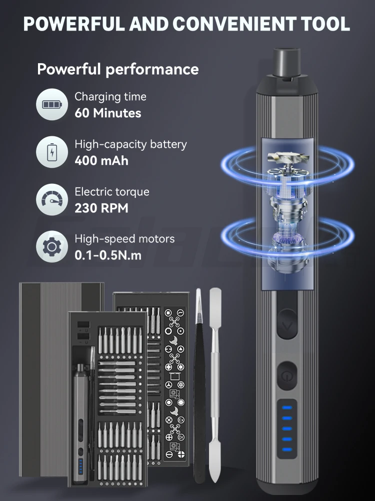 Juego de destornilladores eléctricos de precisión 68/76 en 1, 5 niveles ajustables, viene con luz de relleno, herramienta profesional de reparación de IPad para teléfono móvil