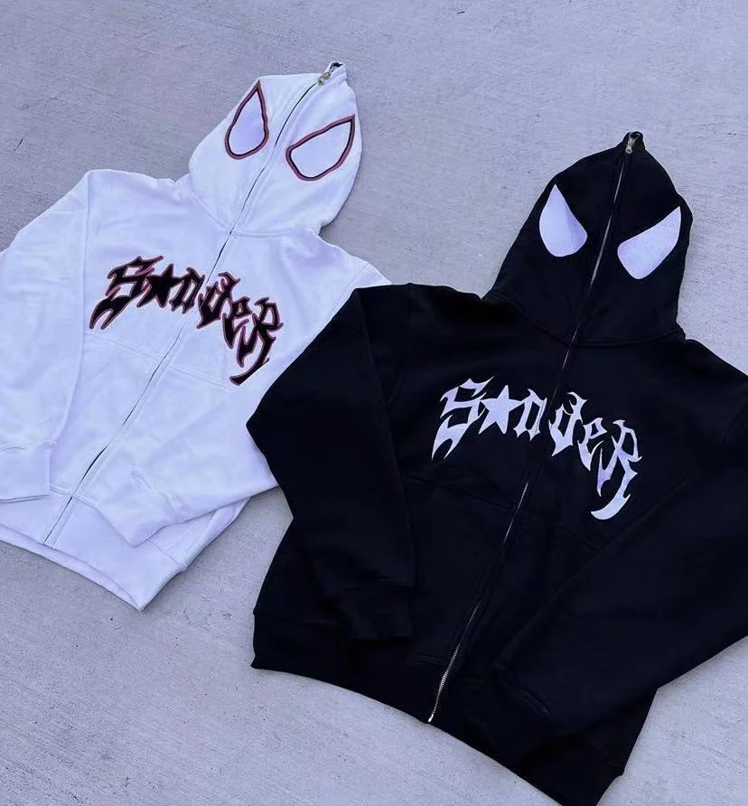 Harajuku moda y2k casaco de grandes dimensões personalidade aranha impressão moletom feminino outono e inverno punk completo zip up hoodie topos