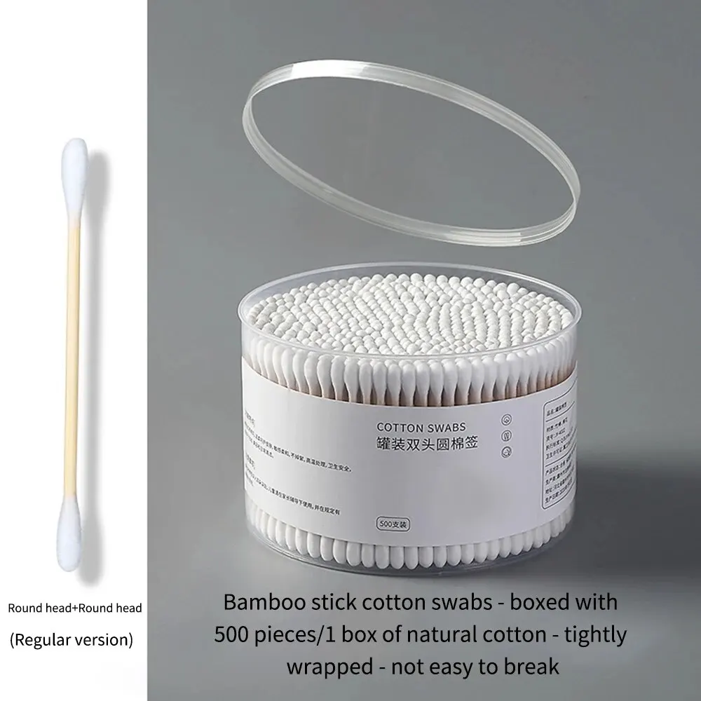 500 Шт. Одноразовые Ватные Палочки С Двойной Круглой Головкой Для Снятия Макияжа, Ежедневная Чистка, Уход За Домашними Животными
