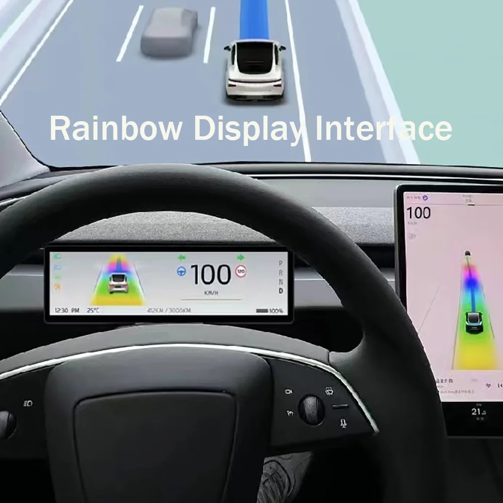 SATONIC 8.8 Inch Smart Dahsboard Wireless Carplay Screen For Tesla Model 3 & Y Support Carplay Andriod Auto Free Air Vent Camera