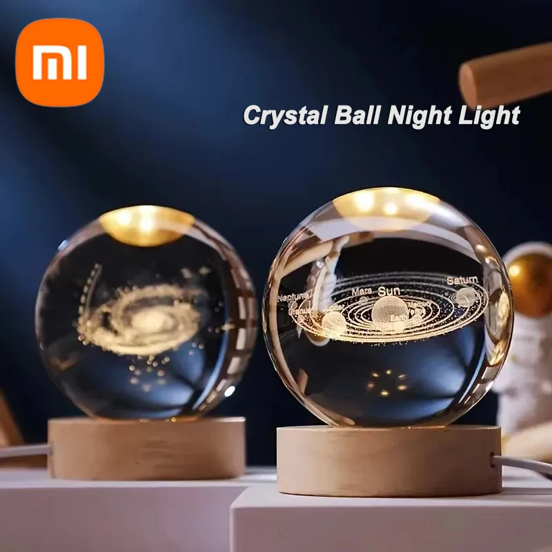 Xiaomi-luces navideñas únicas de bola de cristal 3D con galaxia y proyección planetaria, luces nocturnas USB, luces de ambiente, regalo para niños