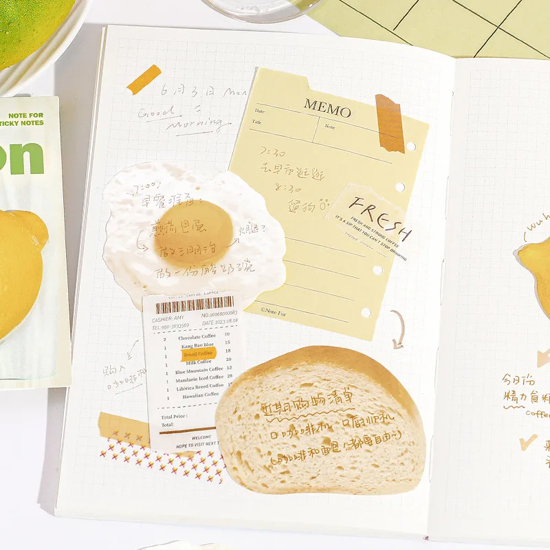 30 ชิ้นผลไม้ Sticky Notes กาวน่ารักผลไม้ขนมปังผัก Memo Notes Self - Stick Note Pads สําหรับโรงเรียนสํานักงานครูนําเสนอ