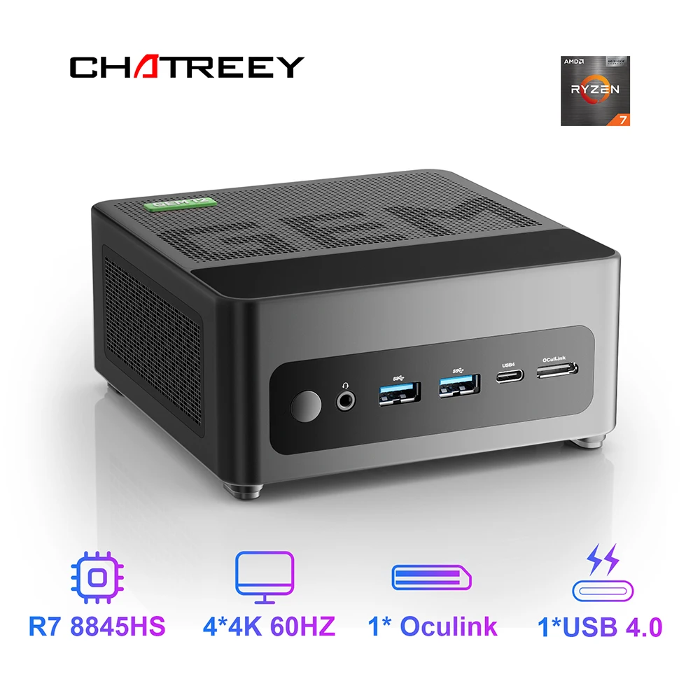 Chatreey GEM Mini PC R7 7840HS 780M R9 6900HX 680M Игровой настольный компьютер с Wi-Fi 6/Bluetooth 5.2/OCuiLink/HDMI/DP/USB 4.0