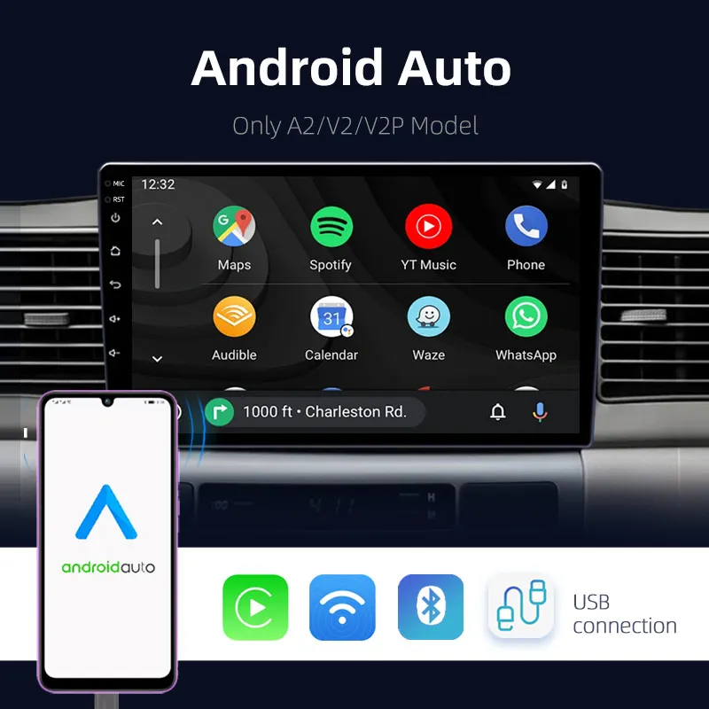 9" Android 12 Carplay Car Stereo Radio for Honda Civic 8 2005 - 2012 Multimedia Player Navigation GPS 2 Din 4G Audio DVD