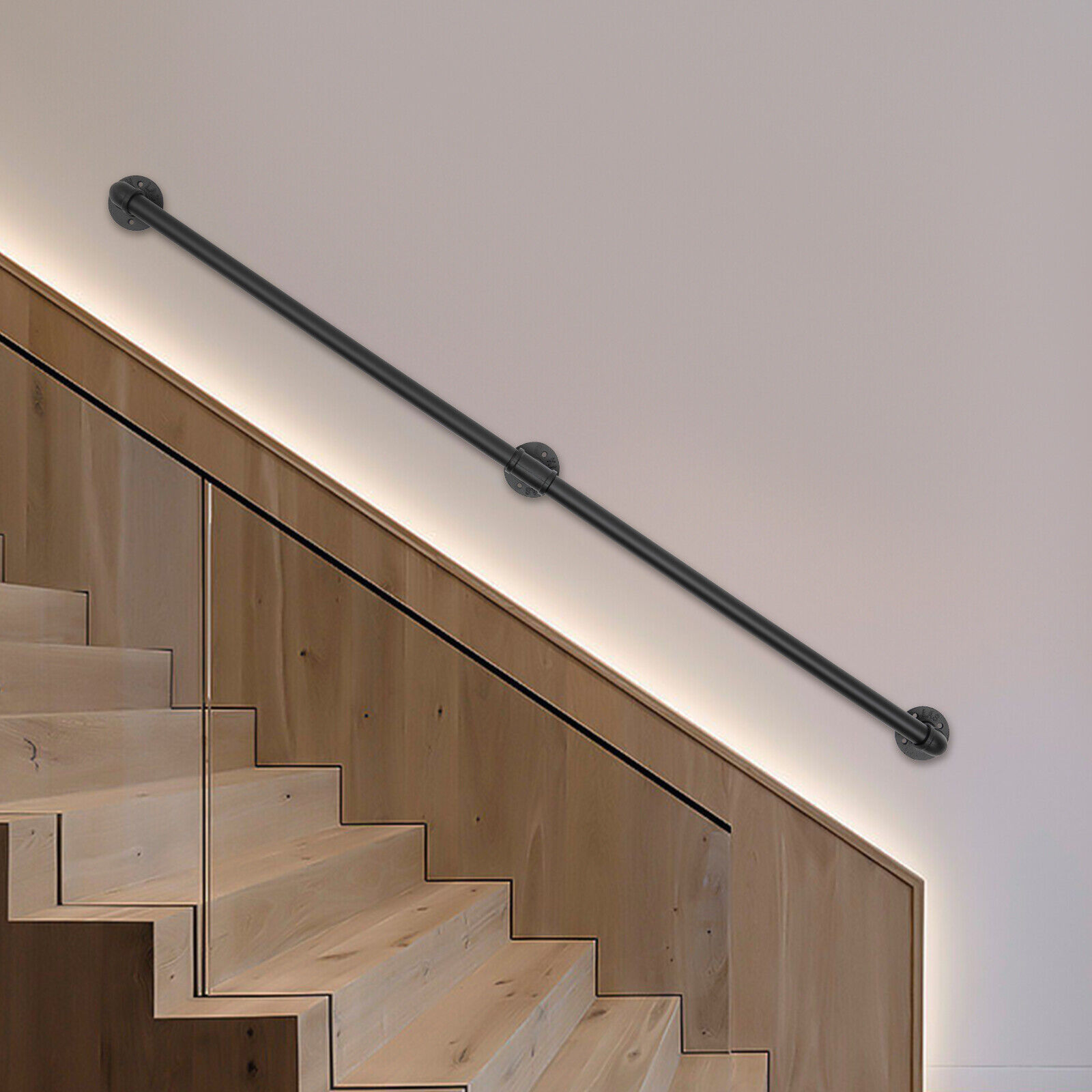 Kit de balustrade d'appui pour rampe d'escalier, main courante de 5 pieds, baril d'escalier en tuyau de fer noir