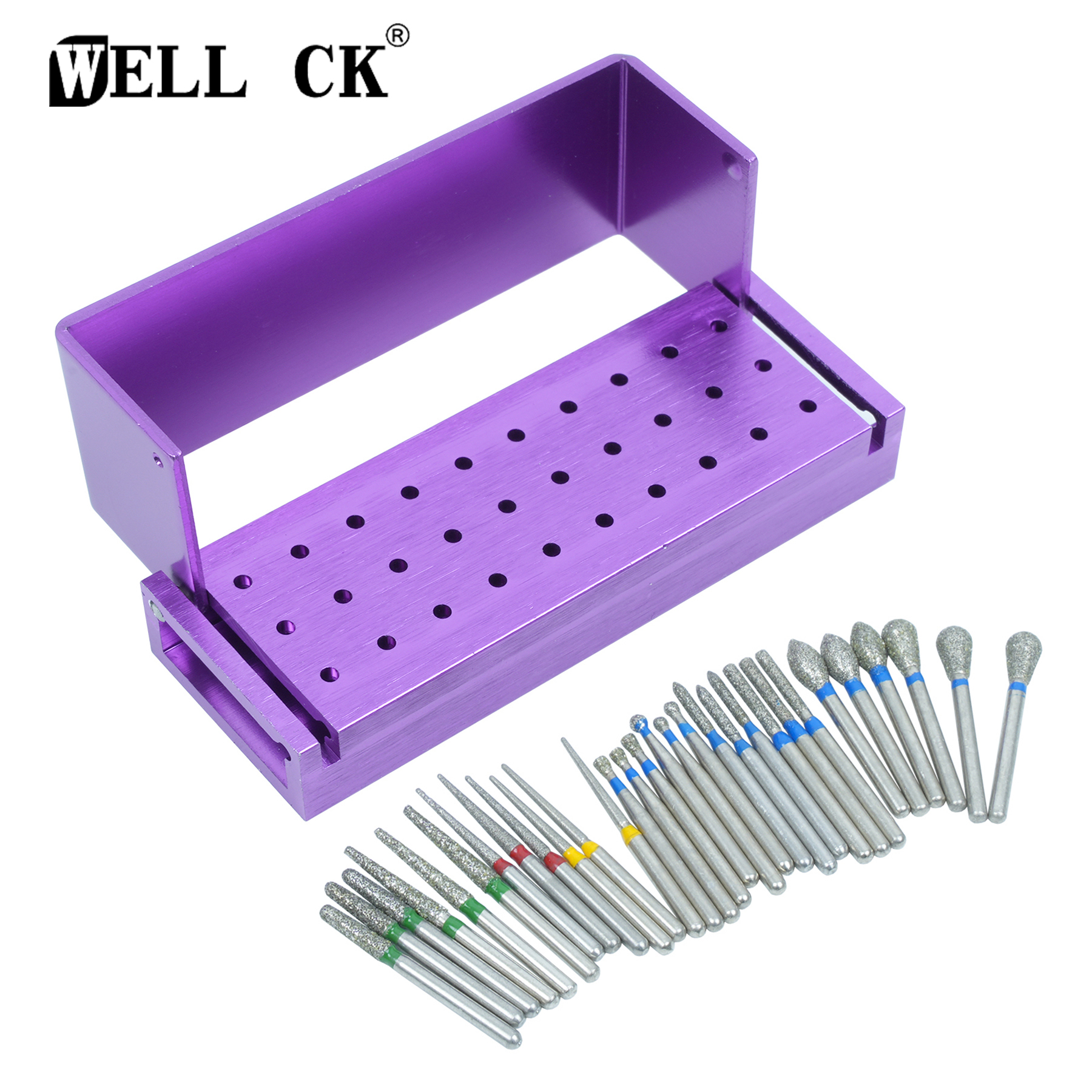 30 teile/satz Dental Diamant Bohrer Bohrer Desinfektion Block High Speed Handstück Bohrer Halter Aluminium Instrument Zahnmedizin Werkzeuge