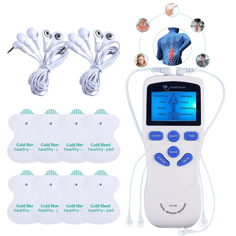 EMS Dwukanałowy masażer Elektryczny stymulator mięśni Tens Machine Masaż ciała całego ciała z elektrodami Akcesoria