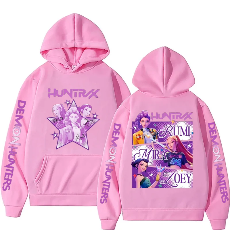 Kpop caçadores de demônios fanmerch mira rumi zoey huntrix moletom com capuz harajuku pulôver tops homem mulher moletom fãs presente