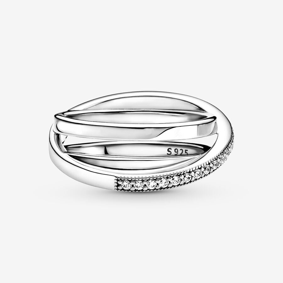 Anéis de prata esterlina 925 originais para mulheres crossover amor noivado anel de casamento cristais de ouro rosa joias de luxo presente