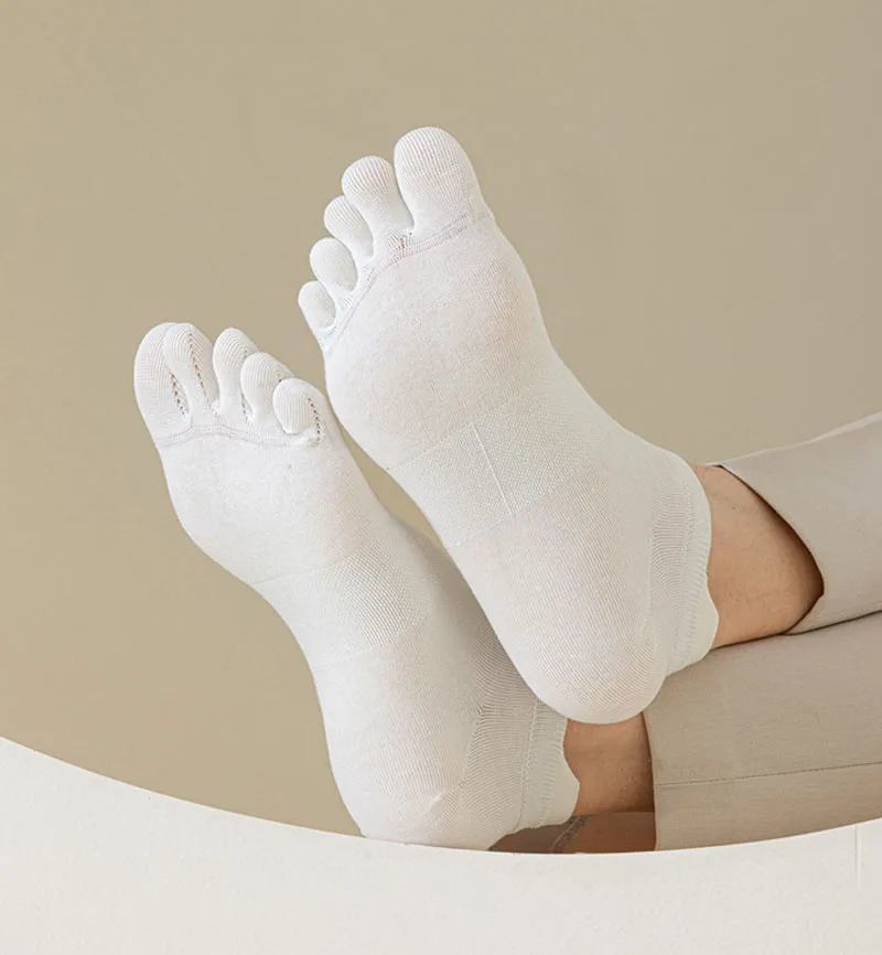Calcetines cortos de algodón con cinco dedos para hombre, medias transpirables con absorción del sudor, a prueba de olores, hasta el tobillo, para primavera y verano, 2024