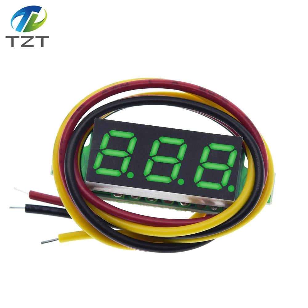 Mini voltímetro Digital de 0,28 pulgadas, 0,28 ", 2/3 cables, pantalla LED azul/rojo/verde/amarillo, medidor de voltaje de Panel LED Digital DC 0-100V