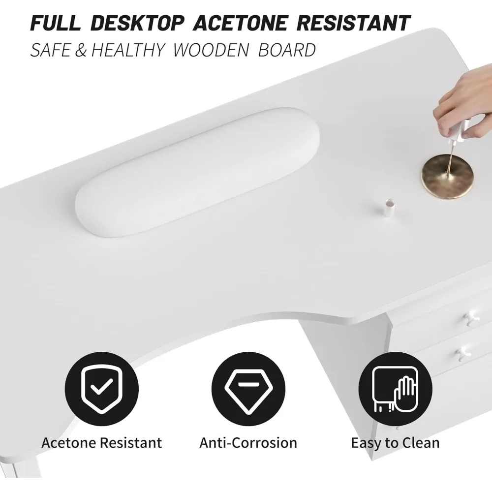 Professional acetone resistant nail table with drawers