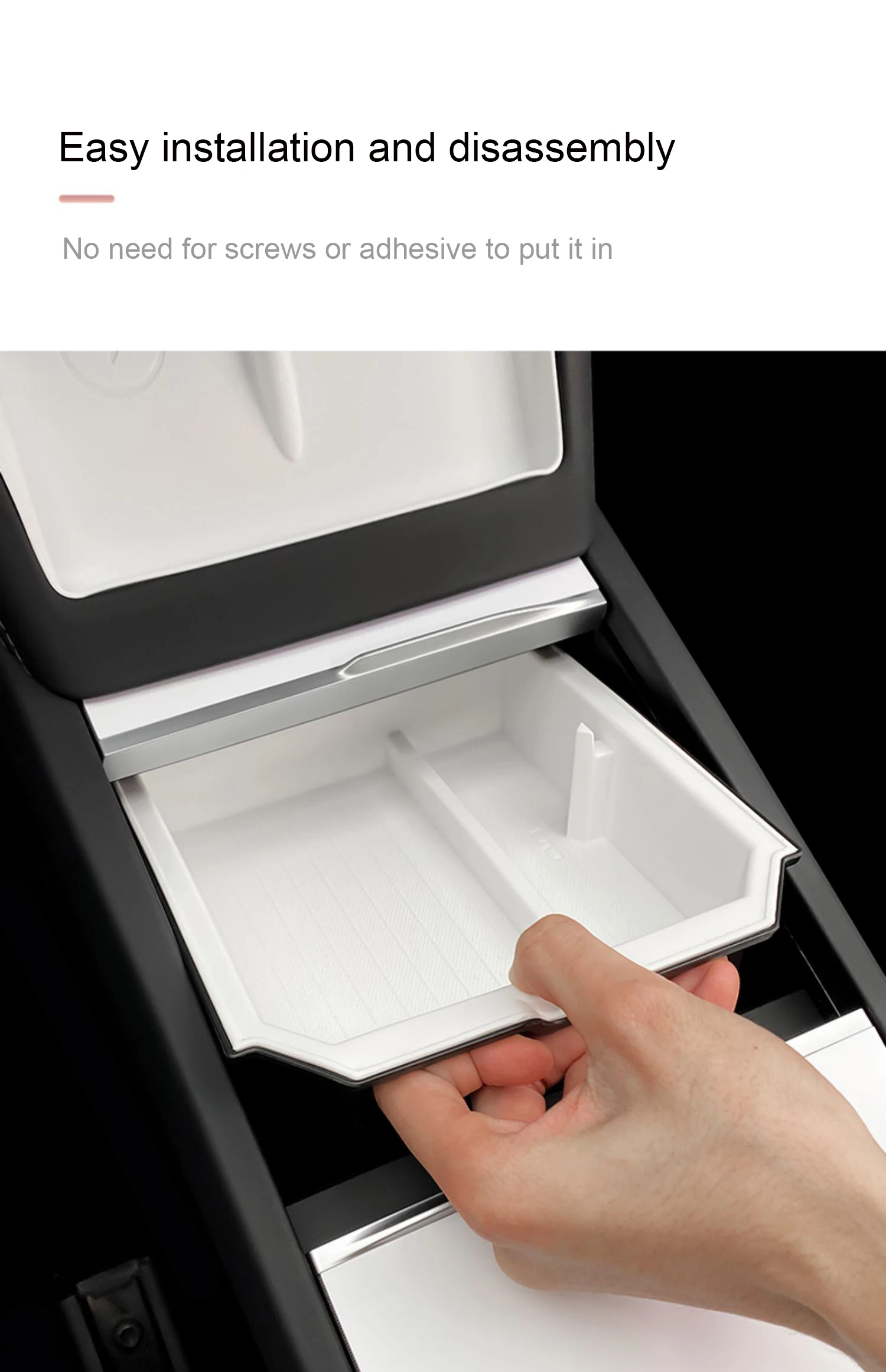 For Tesla Model 3 Highland 2024 Center Control Armrest Box Double-layer Storage TPE+ABS Center Control Layered Tray Container
