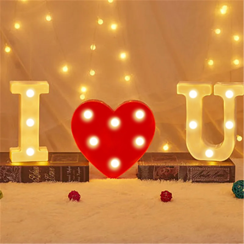 Lampe LED avec Lettres et Chiffres, Alphabet Shoous, Veilleuse de Décoration pour la Maison, Mariage, Anniversaire, ixde Noël