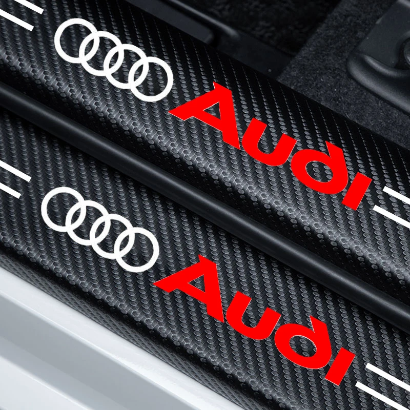 Car Threshold Strip 3D Carbon Fiber Anti-Scratch Sticker Door Sill Protector Accessories For Audi A3 A4 A5 A6 A7 A8 Q3 Q5 Q7 Q8