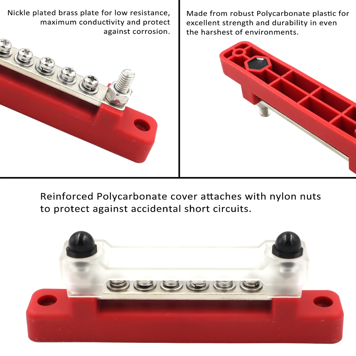 M6 12V バスバー 1/4 インチ配電ブロック 150A 電気端子台バスバートラックボート車キャンピングカー RV
