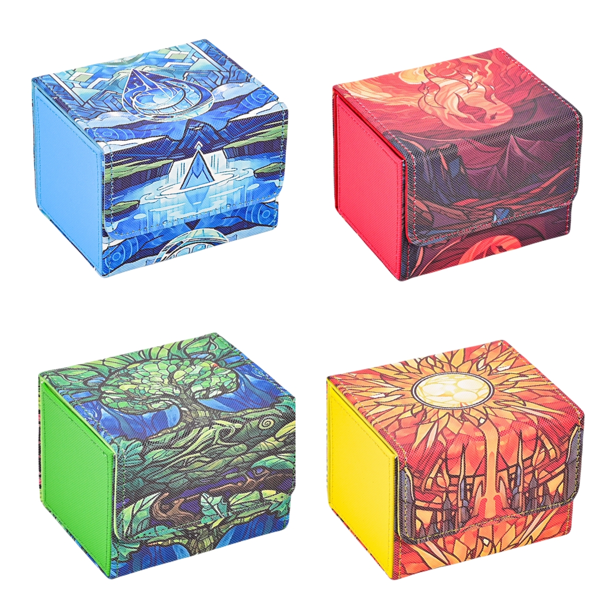 トレーディングカード収納ボックス,mtgカード用デッキボックス,120プラススリーブのコマンダーデッキ,puレザーカードボックス,tcgマジックカードに適しています