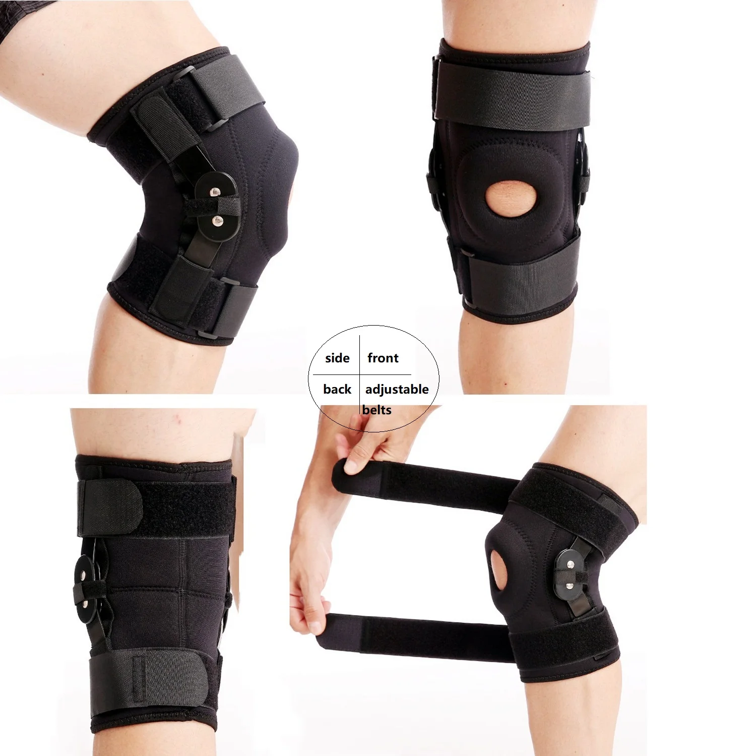 Hinged Knee Brace for Meniscus Tear: Adjustable Support for Knee Pain w/ Removable Metal Hinges & Built-in Side Stabilizers Knee
