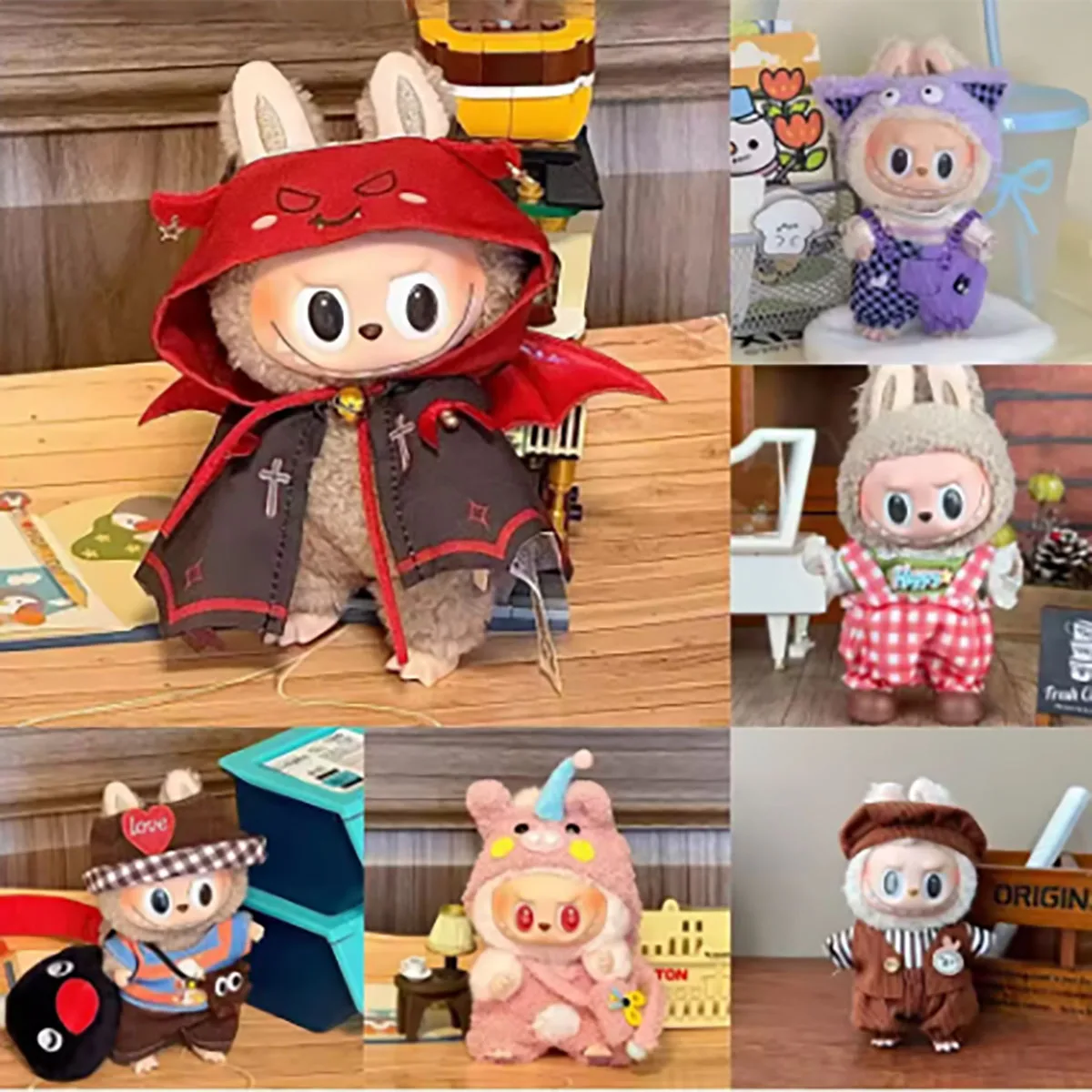 Schattige poppenkleertjes Outfit Accessoires voor Labubu V2 V1 Feestjurk Set Kleine Duivel Outfits Geschenken Alleen kleding, geen poppen ﻿